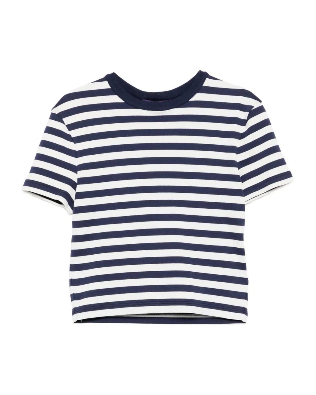 Ralph Lauren Blue Striped Short-Sleeve Top