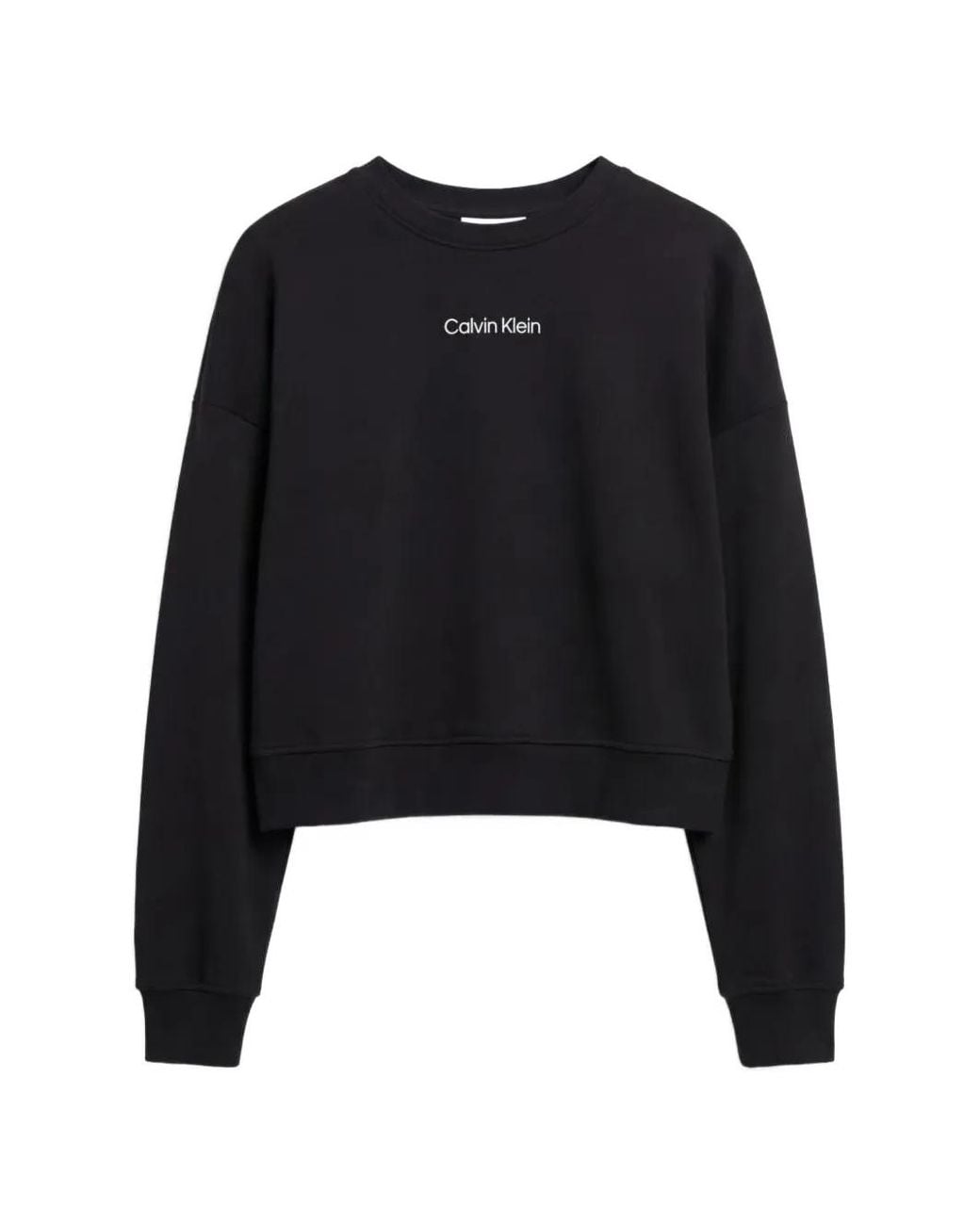 Calvin Klein Black Logo-Print Drop-Shoulder Sweater