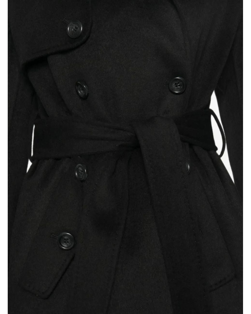 Liu Jo Black Manteau Croisé À Taille Ceinturée