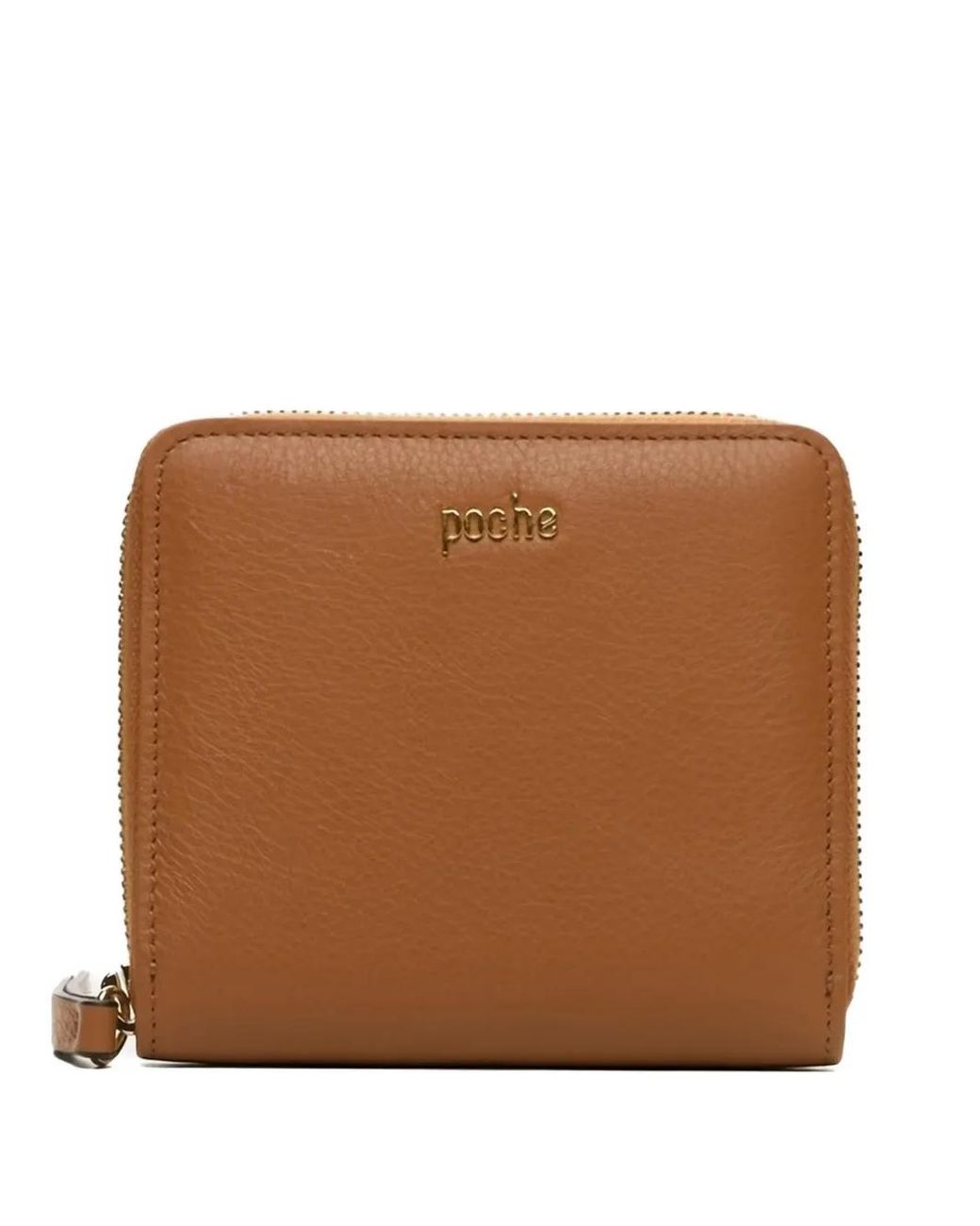 Poche Paris Brown Zip-Around Leather Wallet