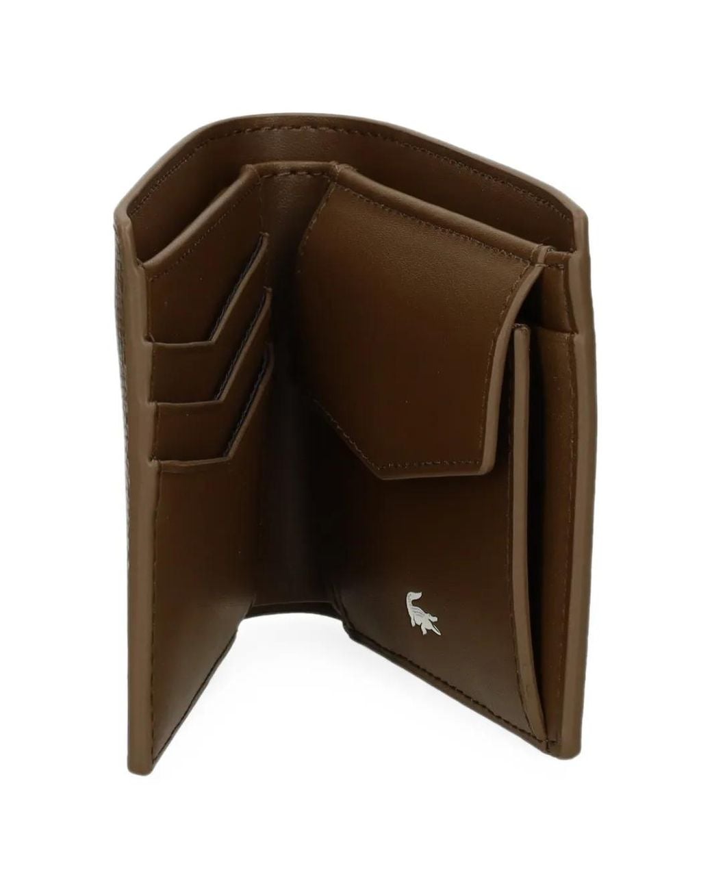 Lacoste Brown Billfold Logo-Plaque Wallet for men