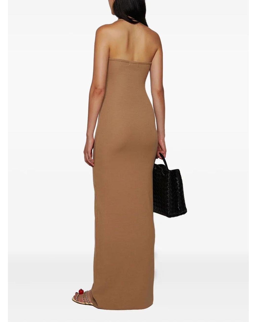 ÉTERNE Natural Halter Maxi Dress