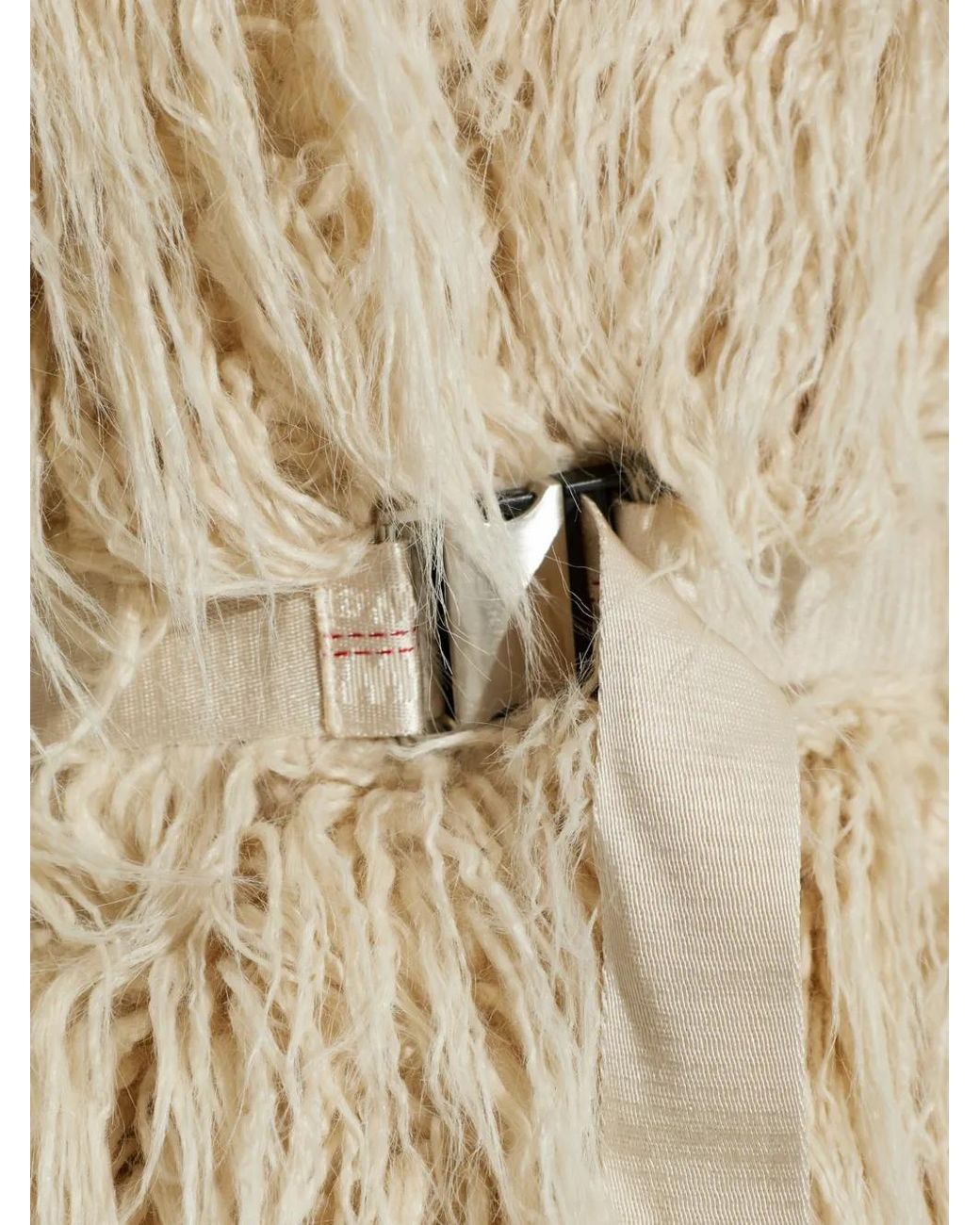Off-White c/o Virgil Abloh White Faux Fur Coat With Belt