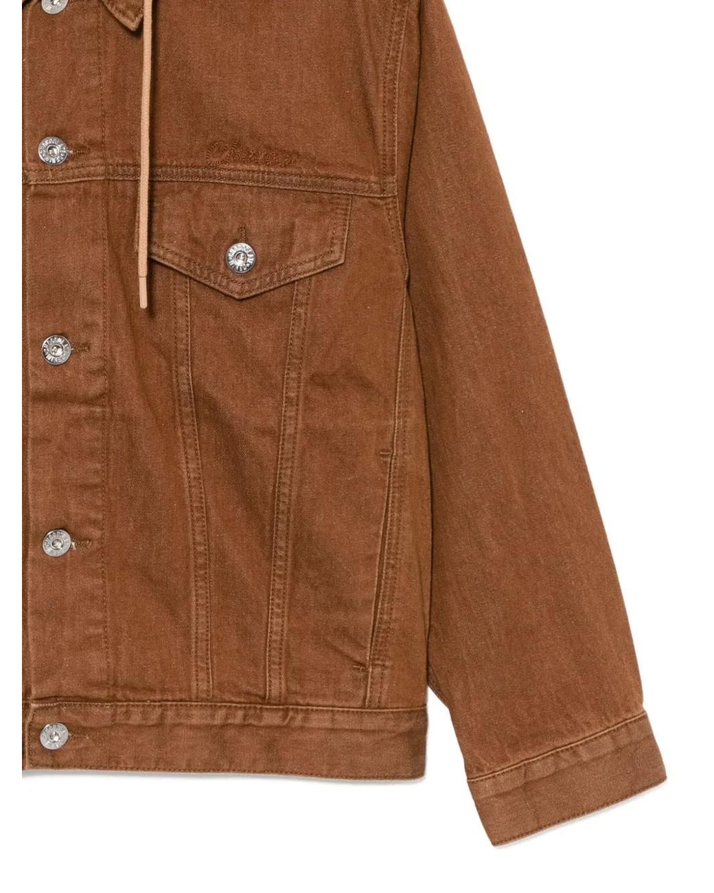 Chocoolate Brown Logo-Patched Denim Jacket