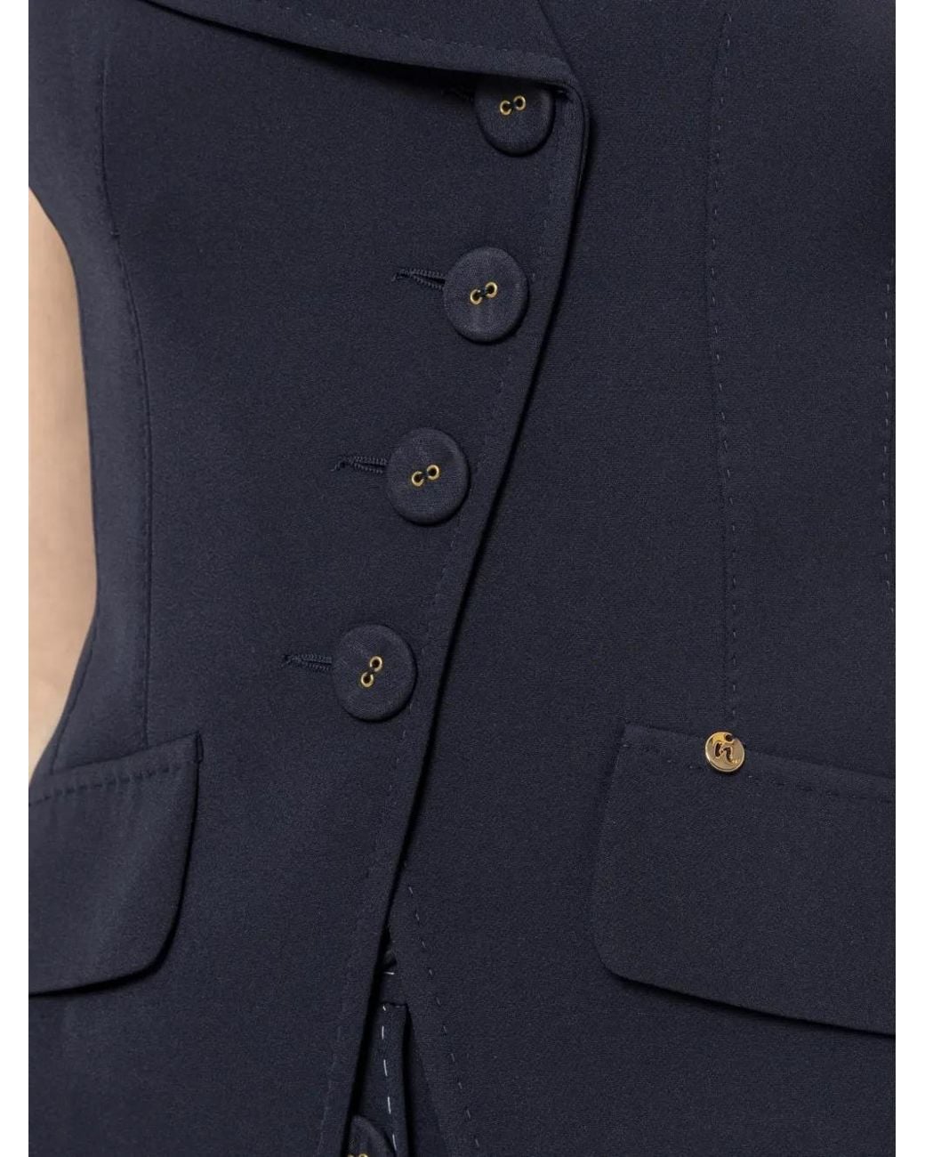 Nissa Blue Single-Breasted Tailored Vest