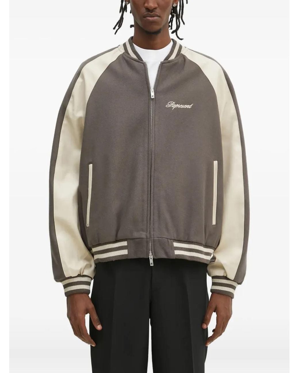 Chaqueta Varsity Represent de hombre de color Gray