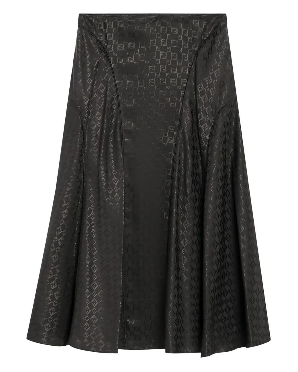 Fendi Black Ff-Jacquard Midi Skirt
