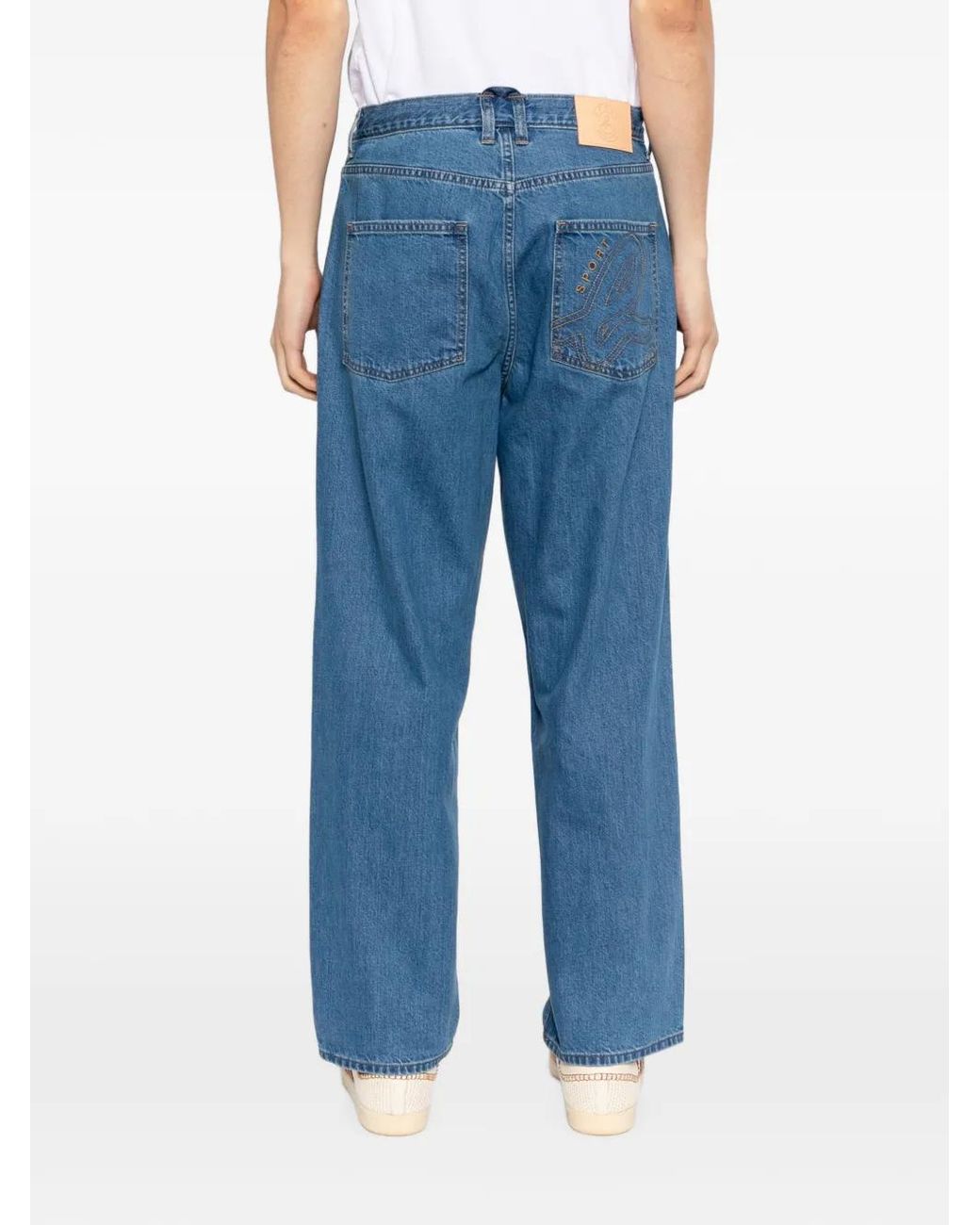 SPORT b. by agnès b. Blue Logo-Embroidered Jeans for men