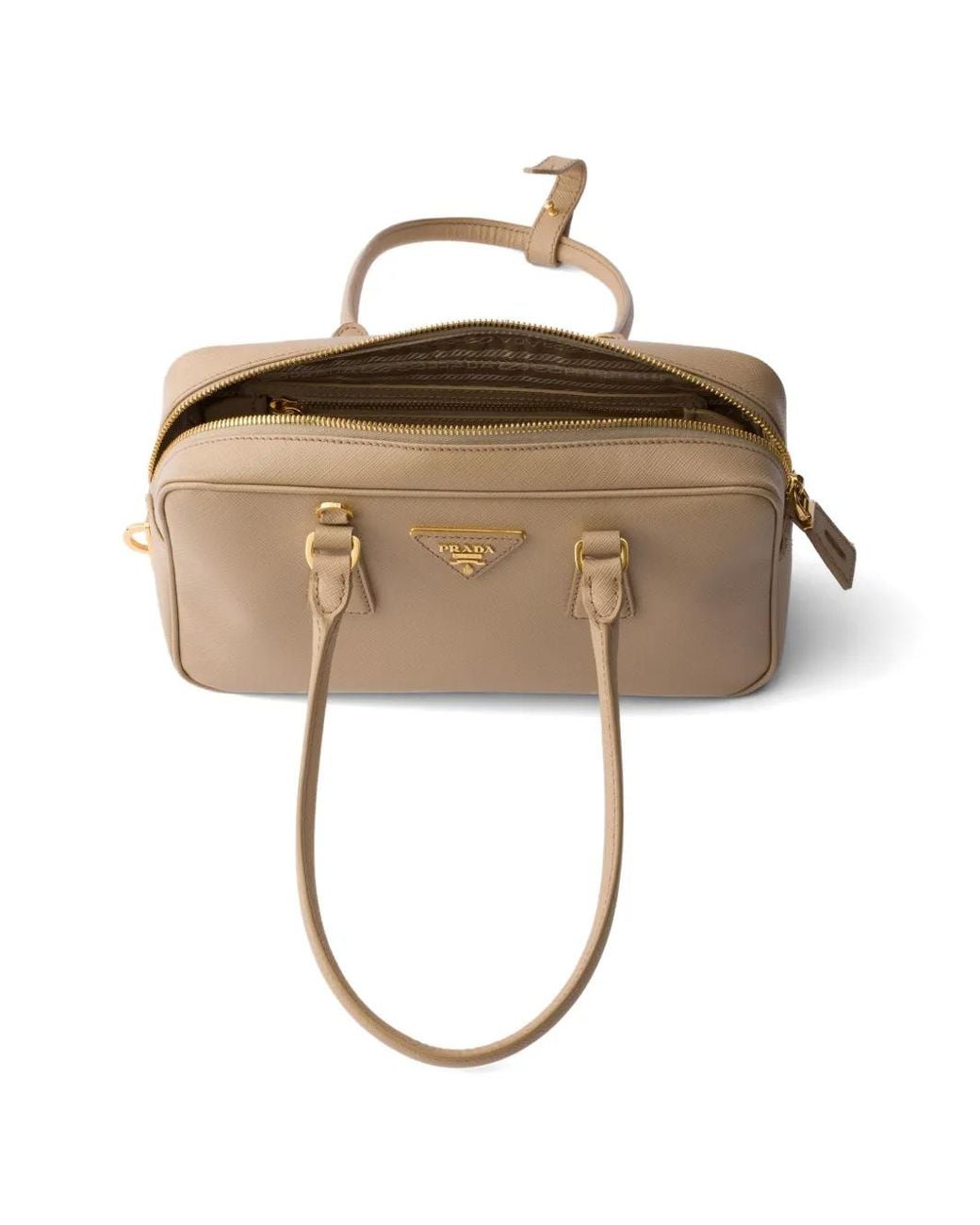 Prada Natural Small Saffiano Leather Top-Handle Bag