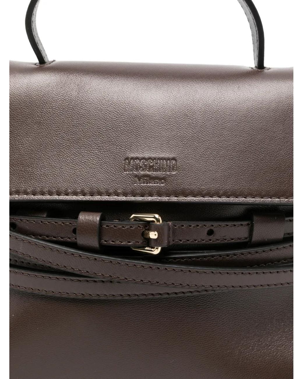 Moschino White Buckle Leather Mini Bag