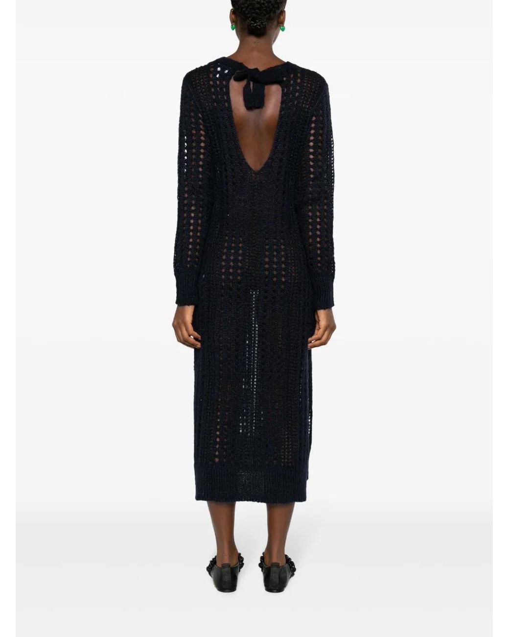 Ganni Black Mohair Lace Dress