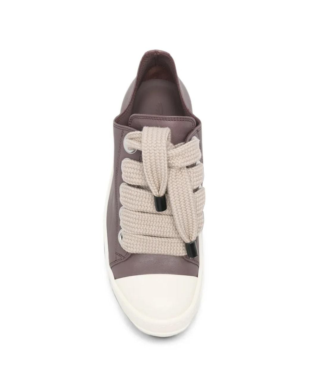 Rick Owens Gray Jumbo-Lace Leather Sneakers