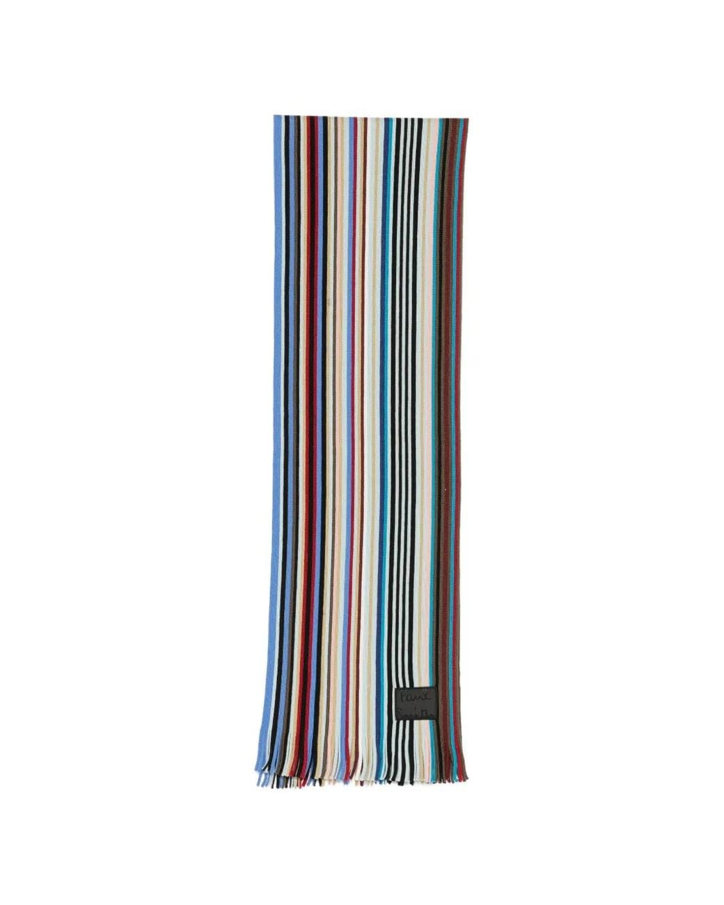Paul Smith Blue Wool Iver-Stripe Scarf for men