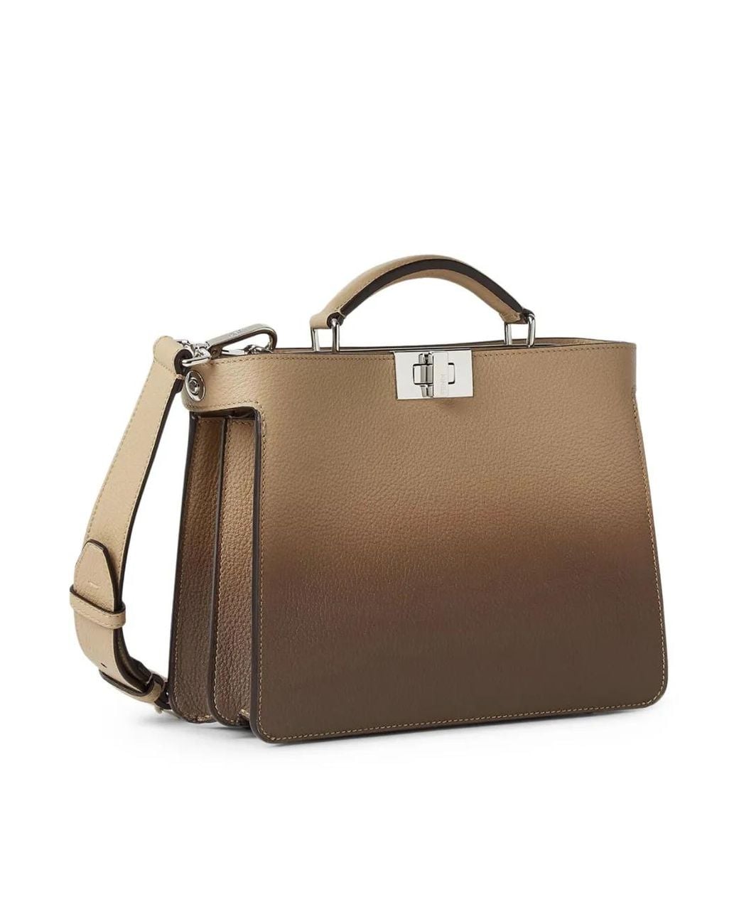 Fendi Brown Small Peekaboo Iseeu Leather Shoulder Bag for men