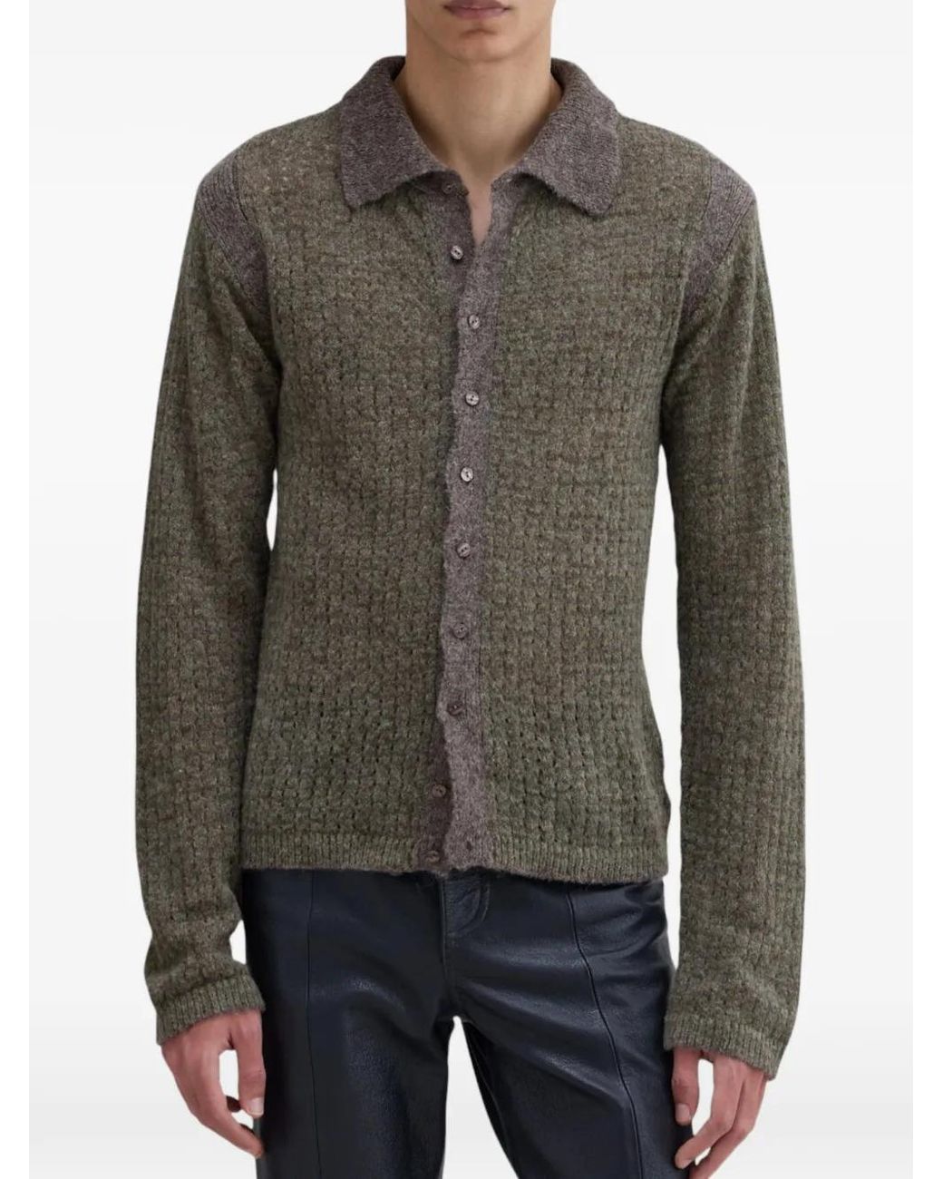 Eckhaus Latta Gray Button-Down Cardigan