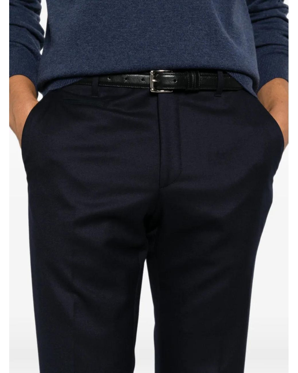 Corneliani Blue Pressed-Crease Tailored Trousers for men