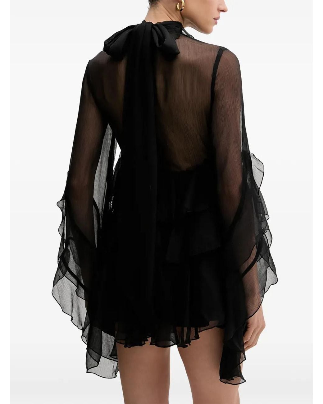 Bardot Black Ruffled Cutout Mini Dress
