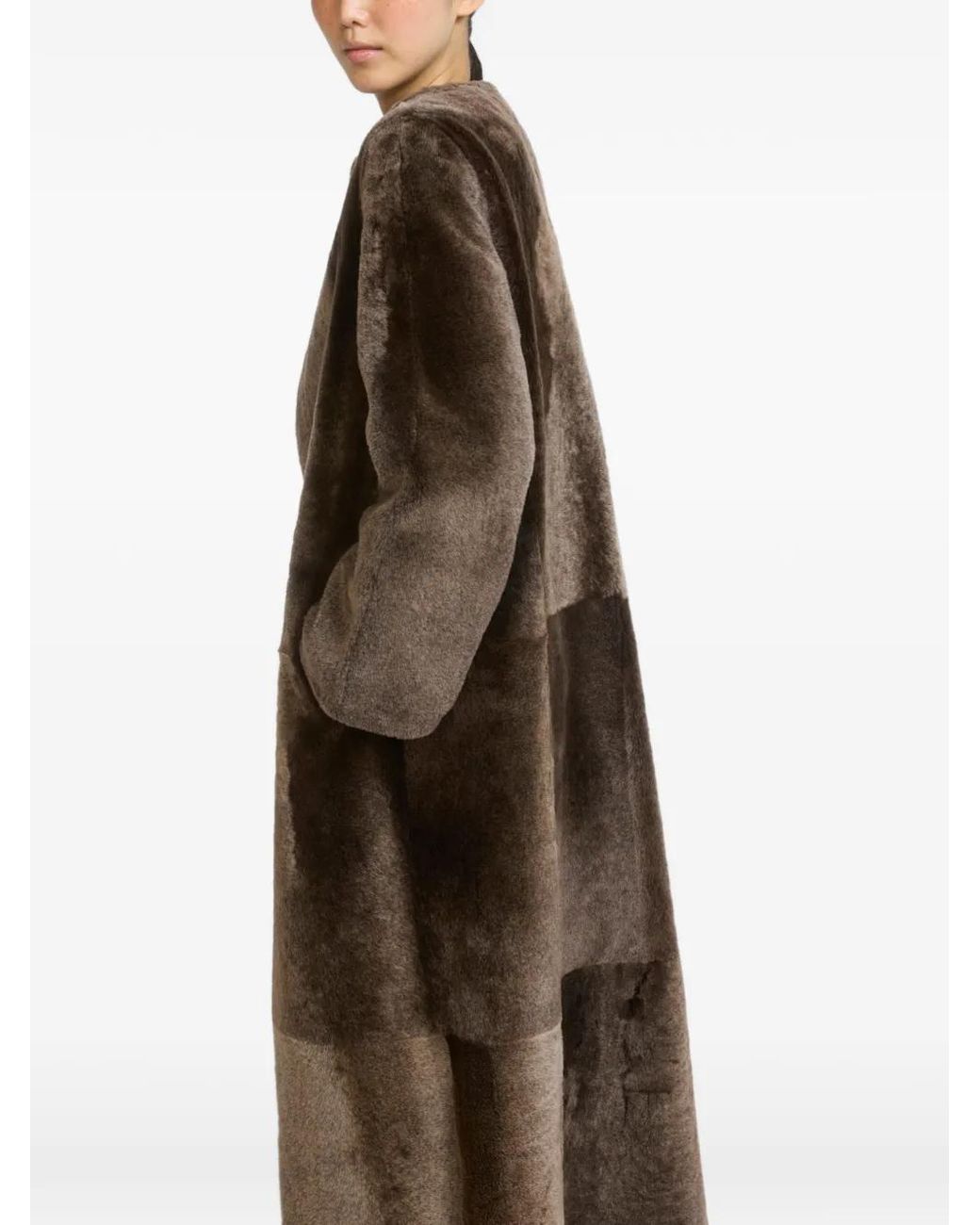 Yves Salomon Brown Reversible Shearling Coat