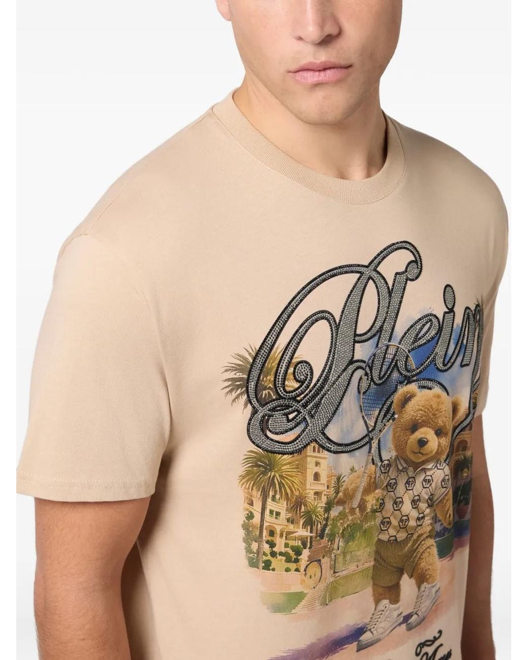 Philipp Plein White Teddy Tennis Round-Neck T-Shirt for men