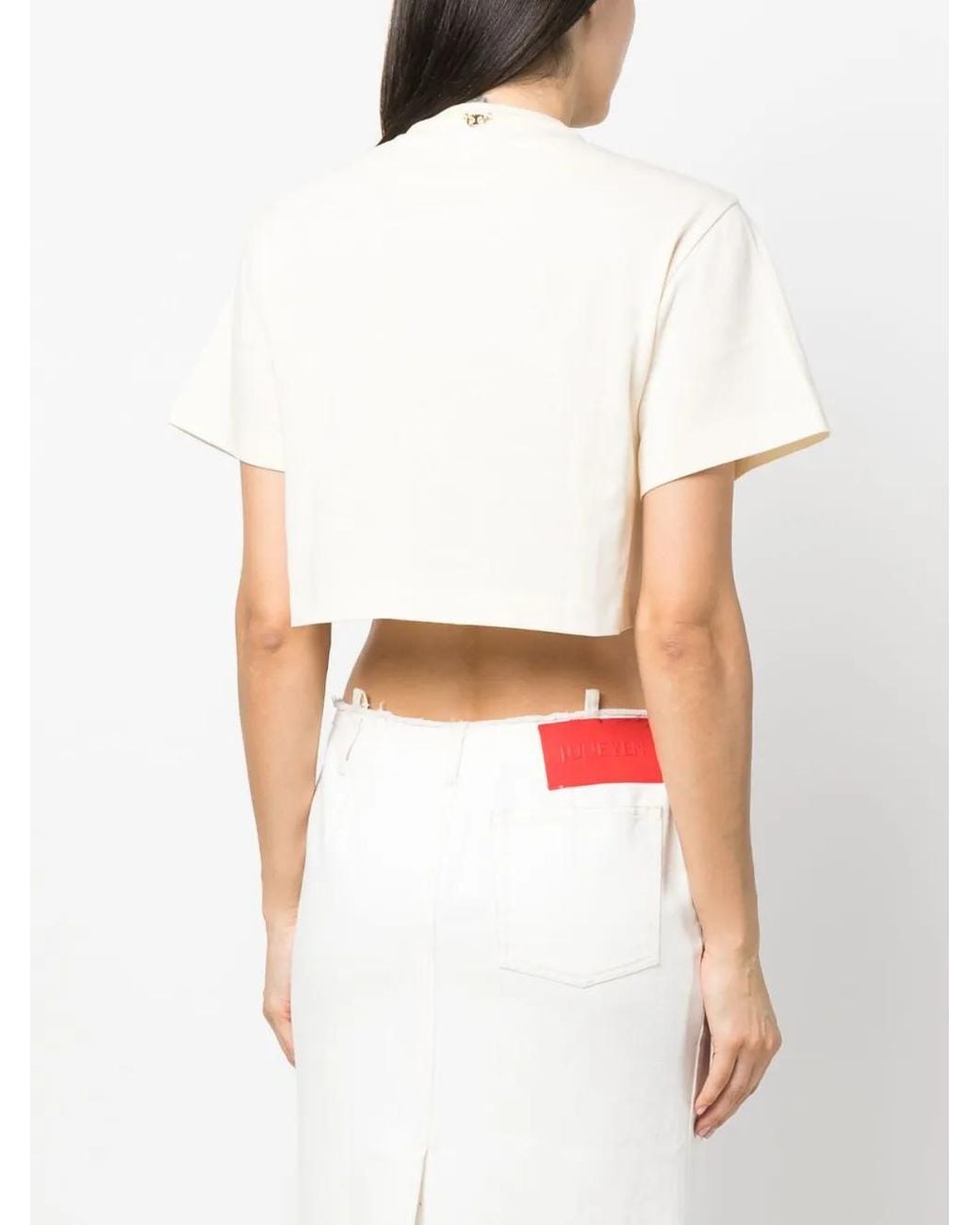 Rabanne Gray Chainmail-Panel Cropped T-Shirt