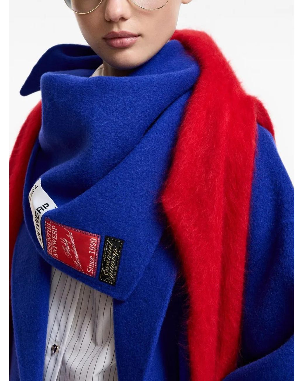 Essentiel Antwerp Blue Kaap Schal Mit Logo-Patch