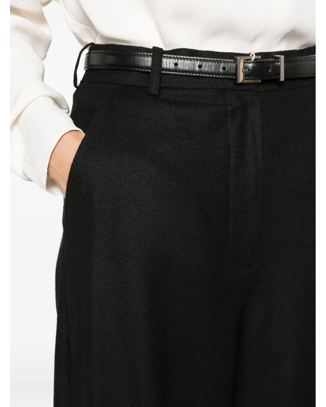 Totême  Black High-Waisted Wide-Leg Trousers