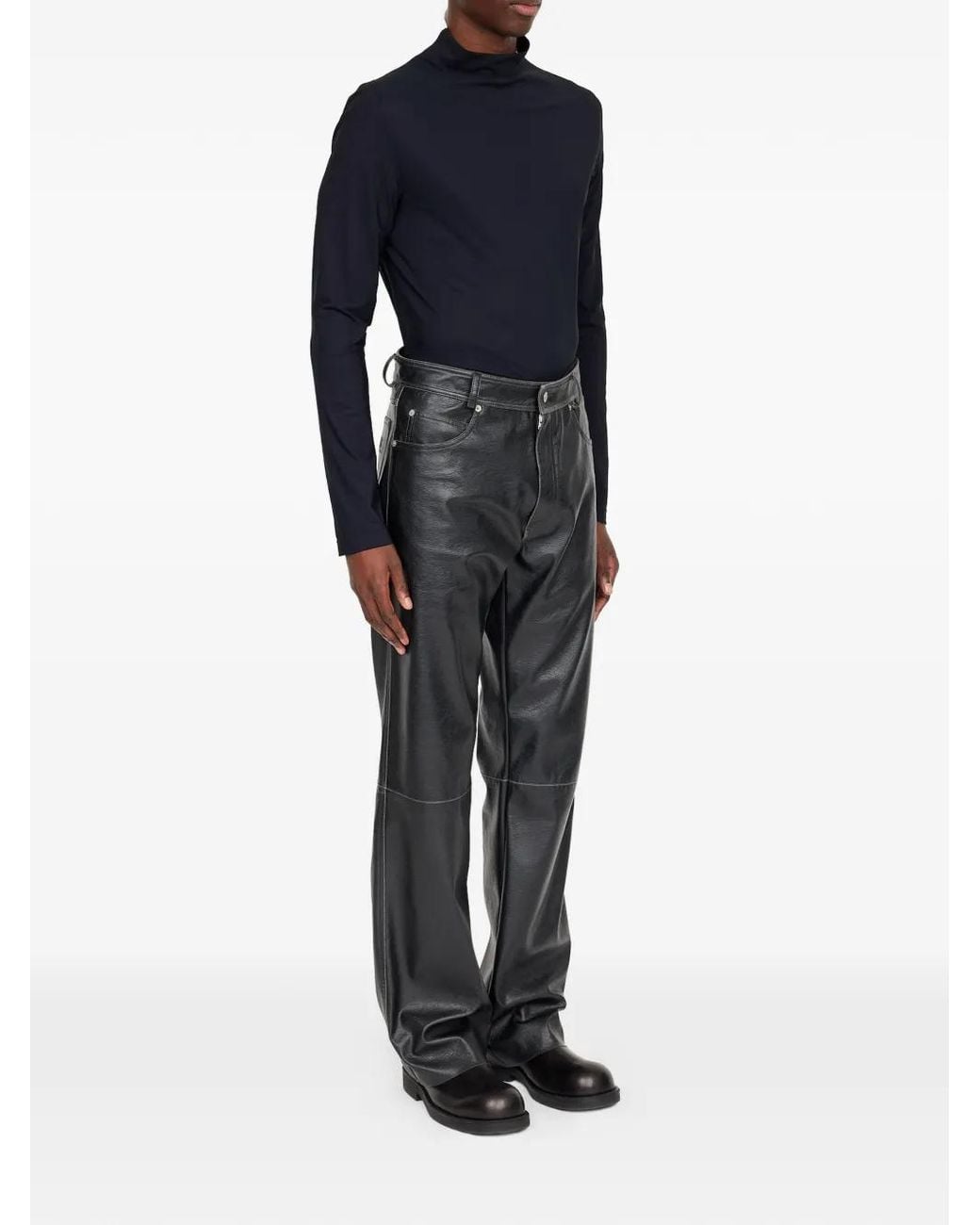 MM6 by Maison Margiela Black Leather-Effect Trousers for men