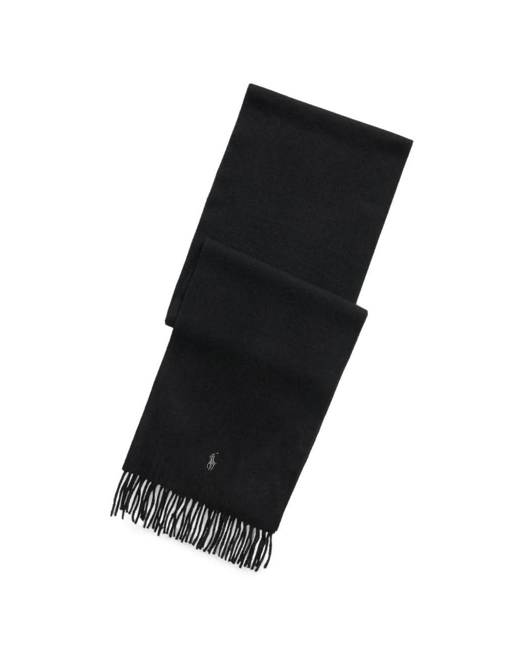 Polo Ralph Lauren Black Fringed-Edge Cashmere Scarf for men