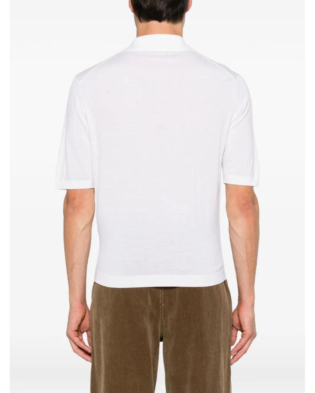 Jil Sander White Short-Sleeve Wool Polo Shirt for men
