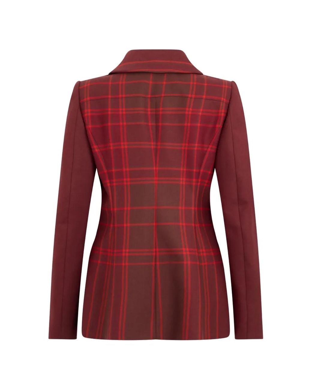 Alberta Ferretti Red Plaid Button-Up Jacket