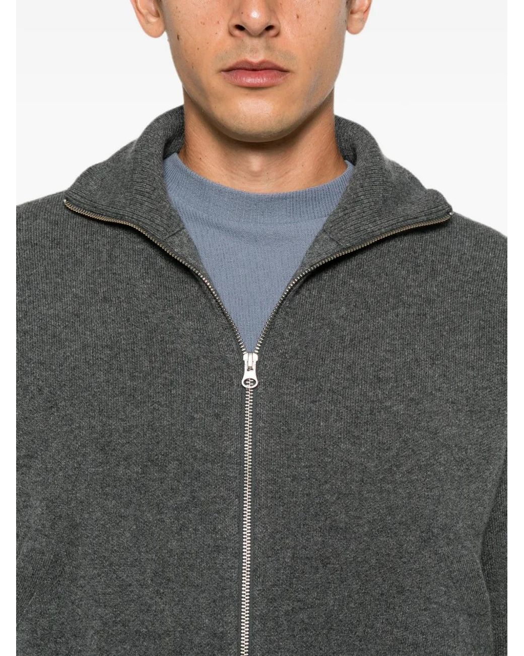 Extreme Cashmere Gray Zip-Up Knitted Sweater