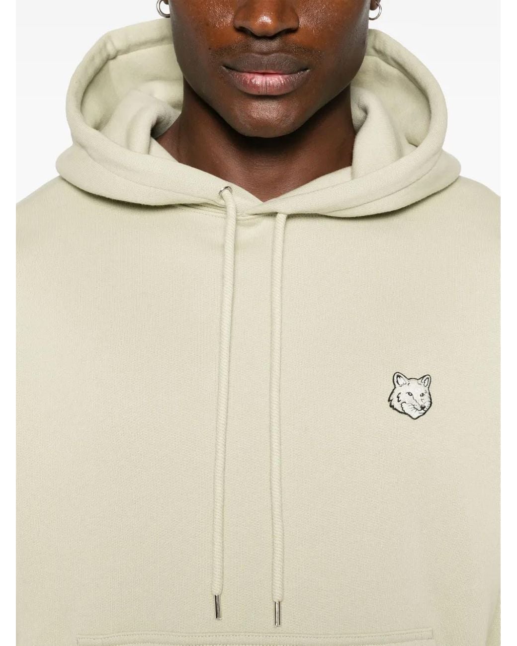 Maison Kitsuné White Minimalist Light Hoodie With Embroidered Fox Emblem for men