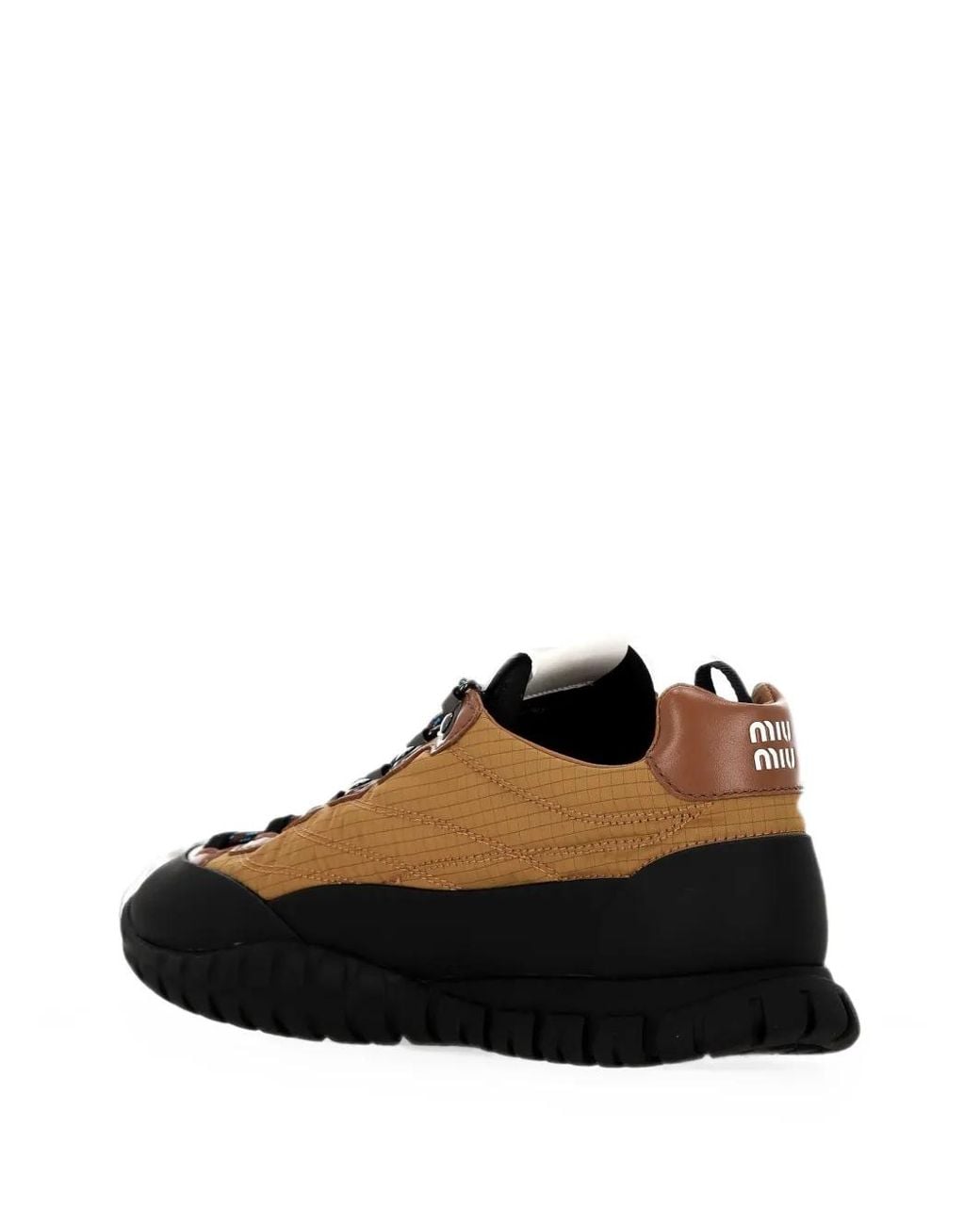 Miu Miu Black Tyre Technical Fabric And Leather Sneakers
