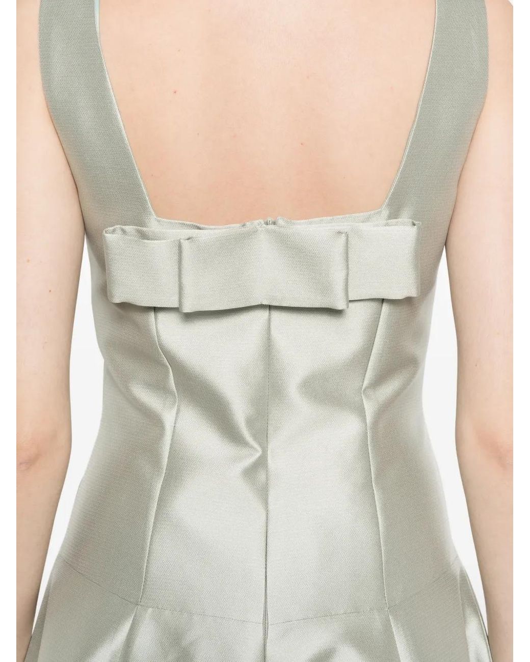 Fely Campo White Square-Neck Midi Dress