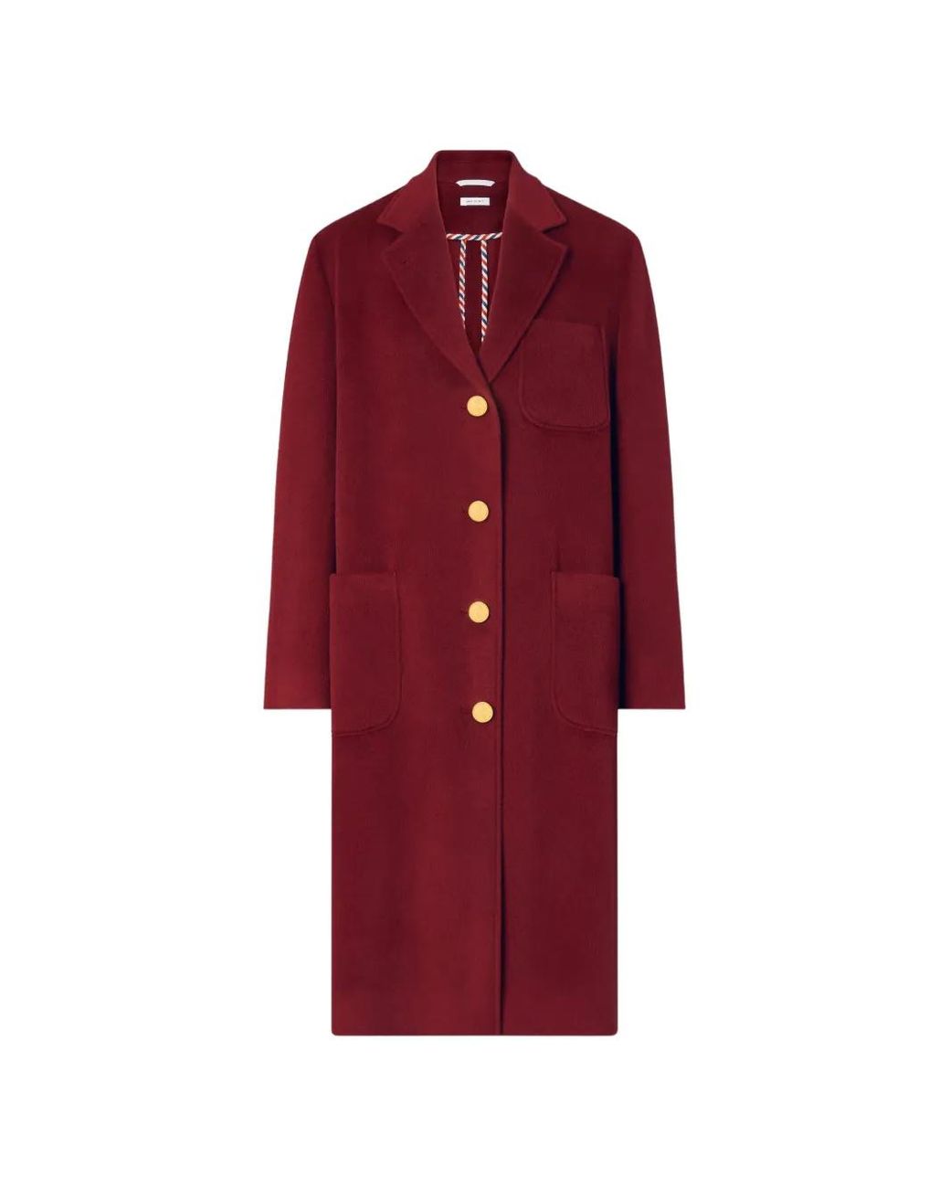 Thom Browne Red Cashmere Bell Sleeve Overcoat
