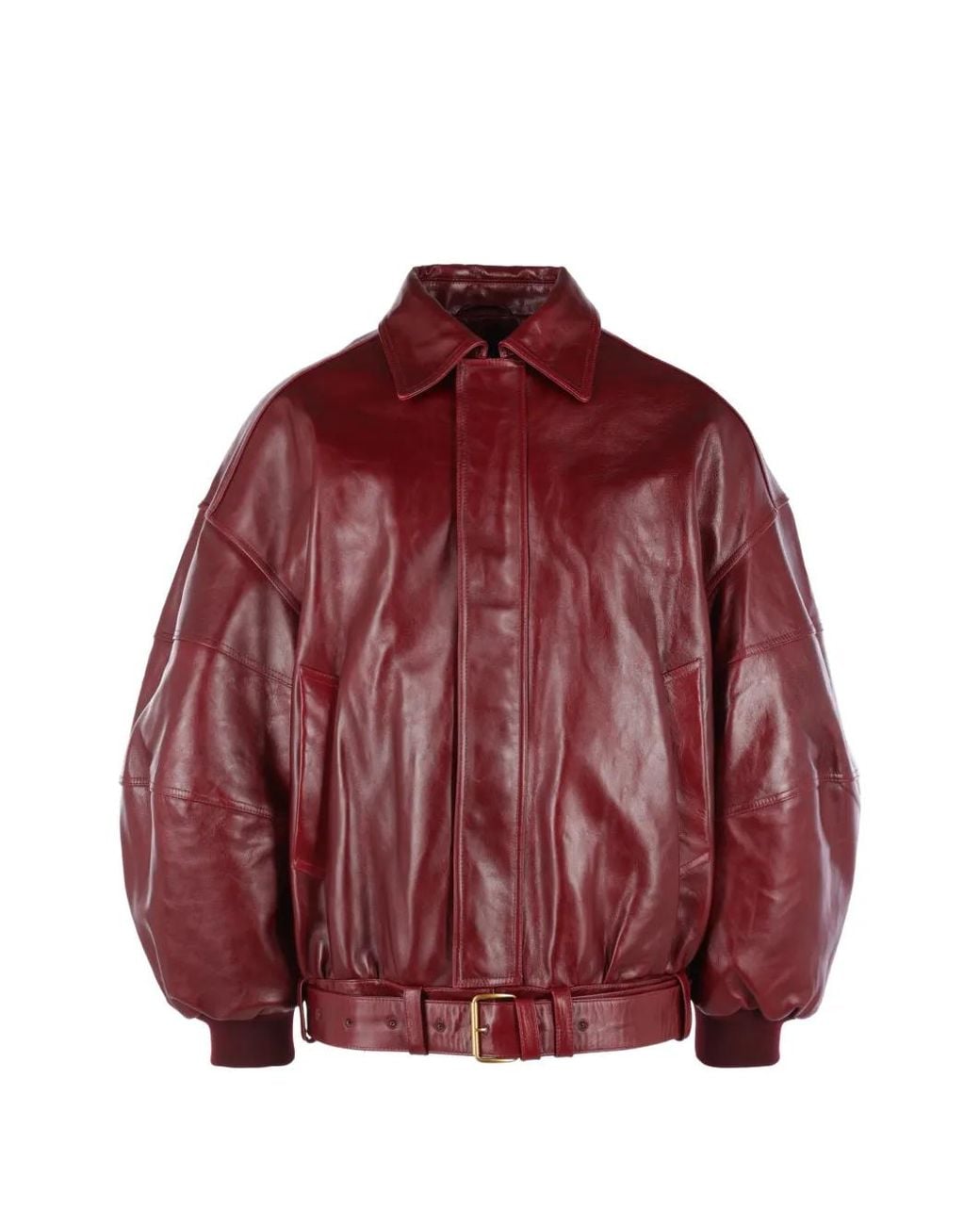 Willy Chavarria Red Os Hustler's Belted Leather Jacket