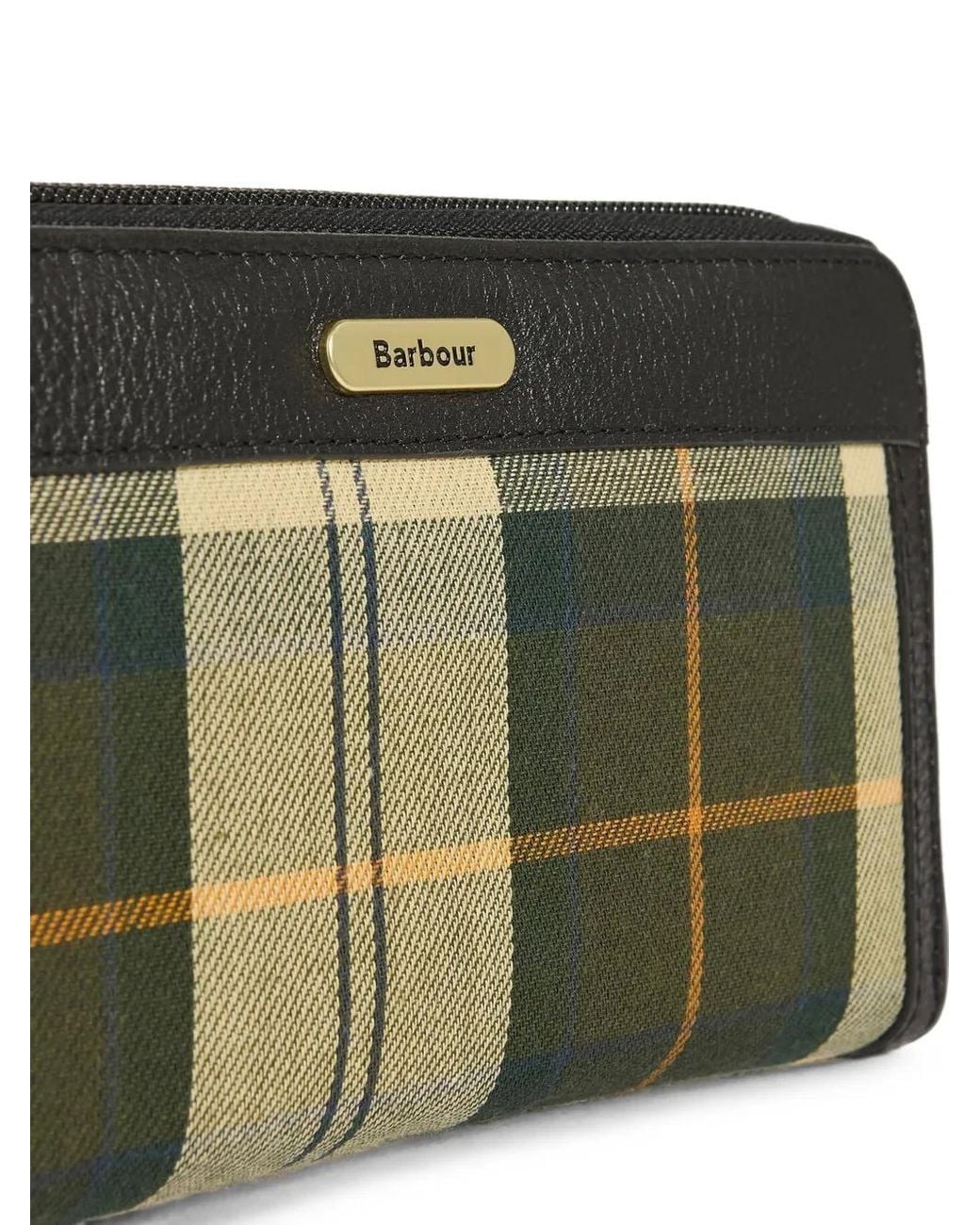 Barbour Brown Daphne Tartan Leather-Trim Clutch Bag