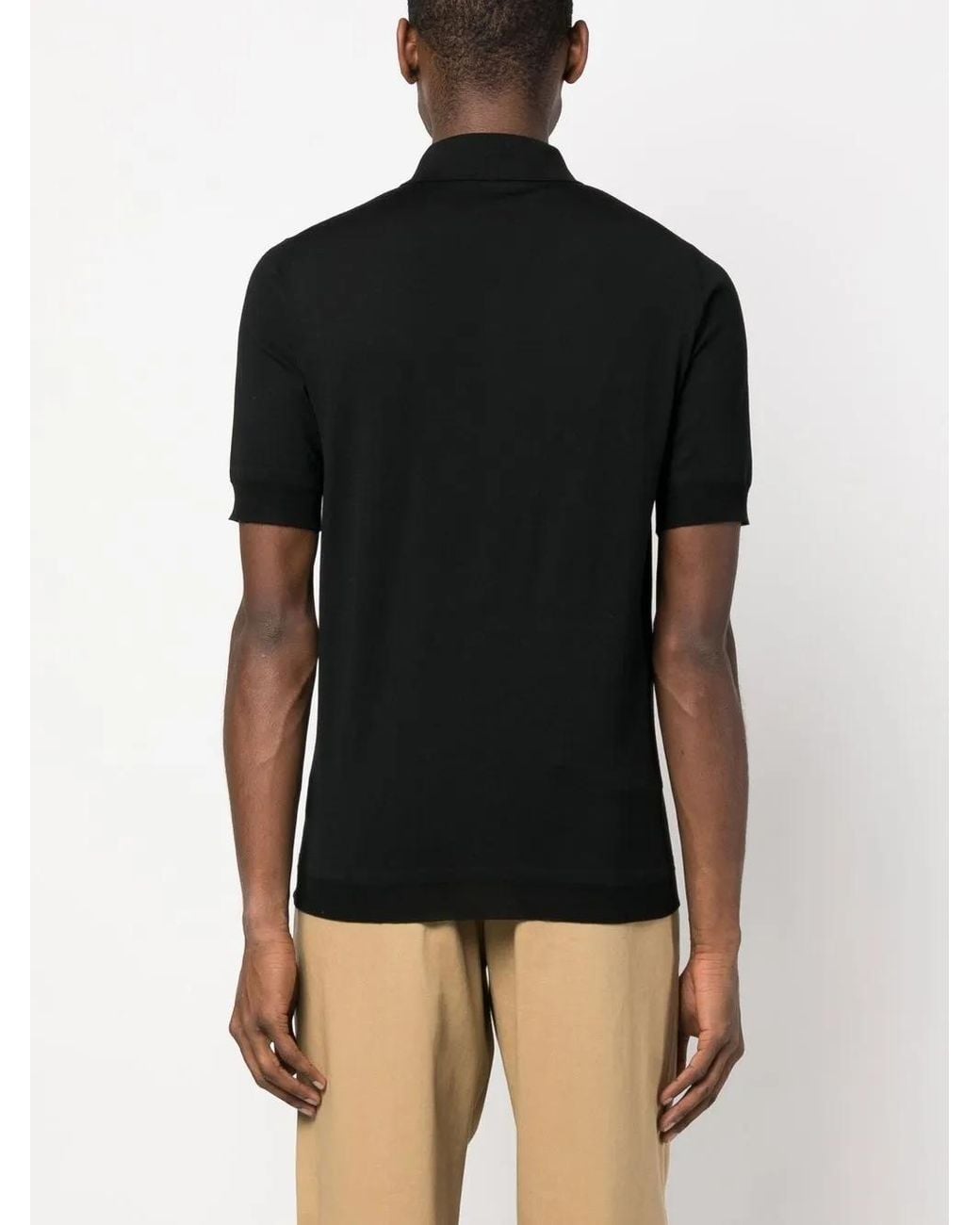 GOES BOTANICAL Black Merino-Wool Polo Shirt for men