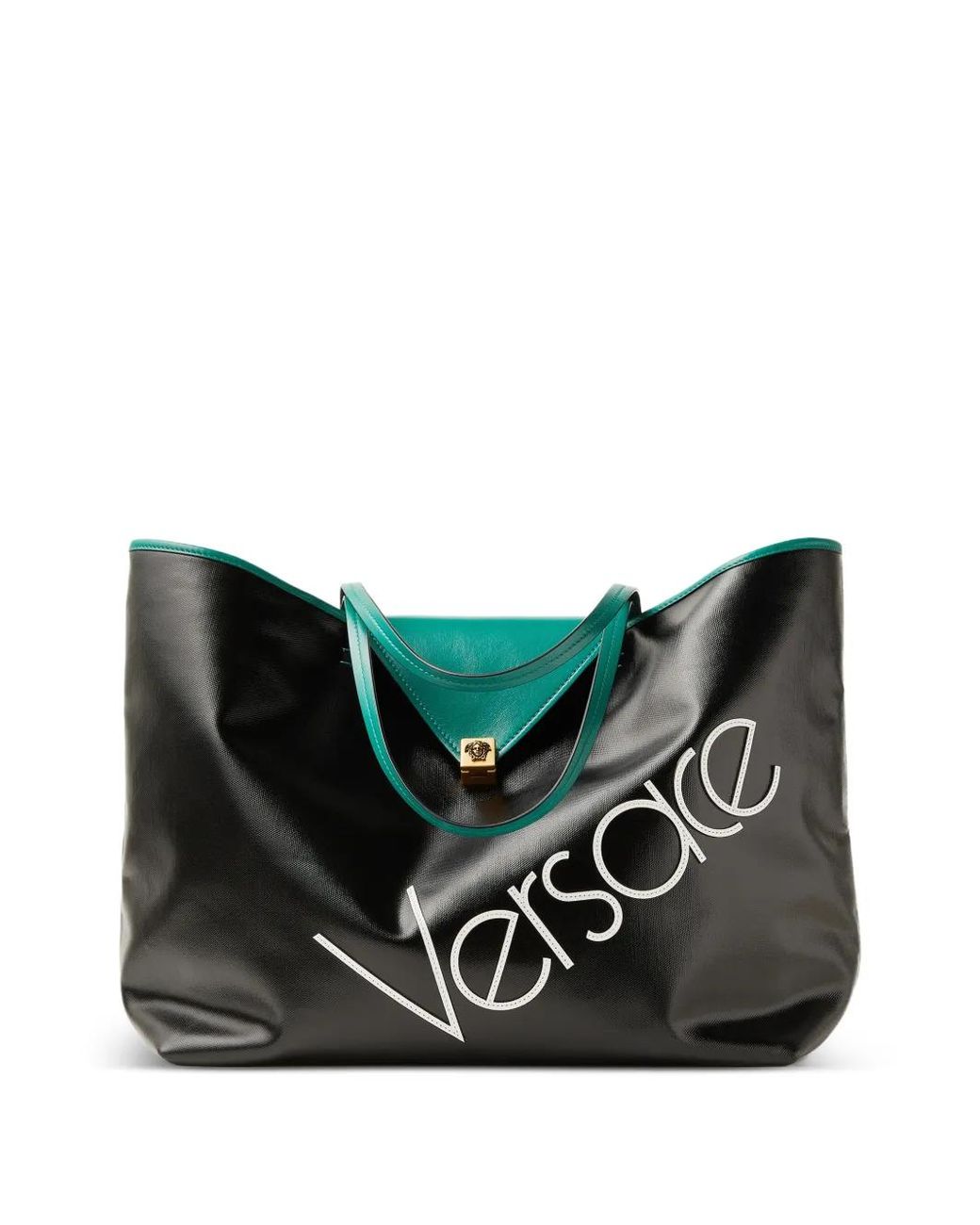 Versace Black Severine Large Coated Canvas Tote