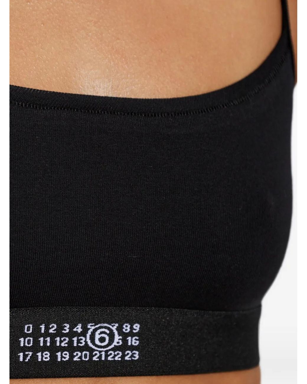 MM6 by Maison Margiela Black Logo-Print Bra