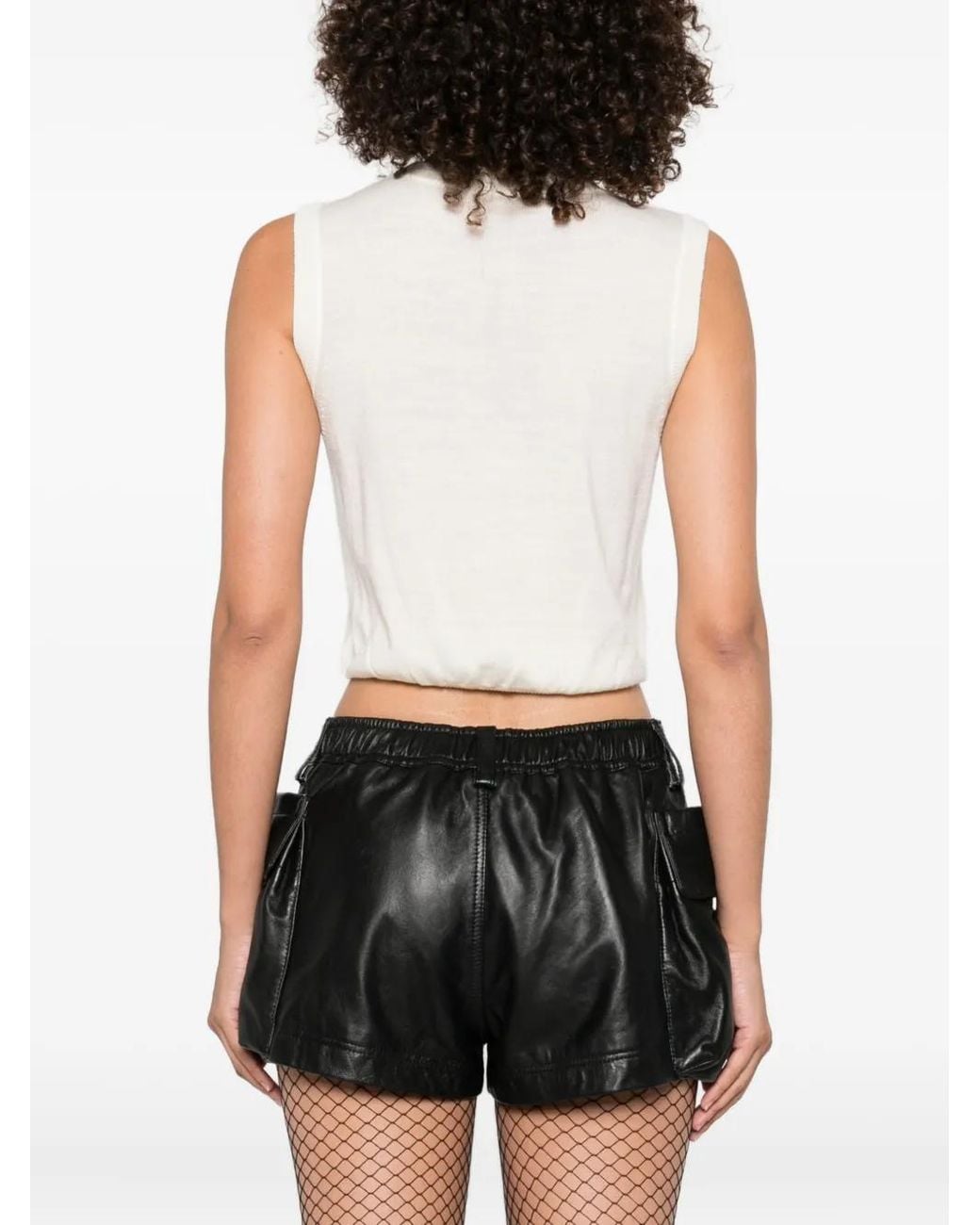 R13 White V-Neck Cropped Vest
