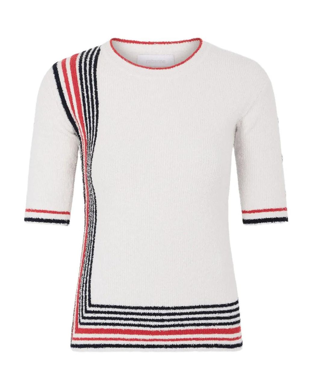 Rabanne White Striped Short-Sleeve Top