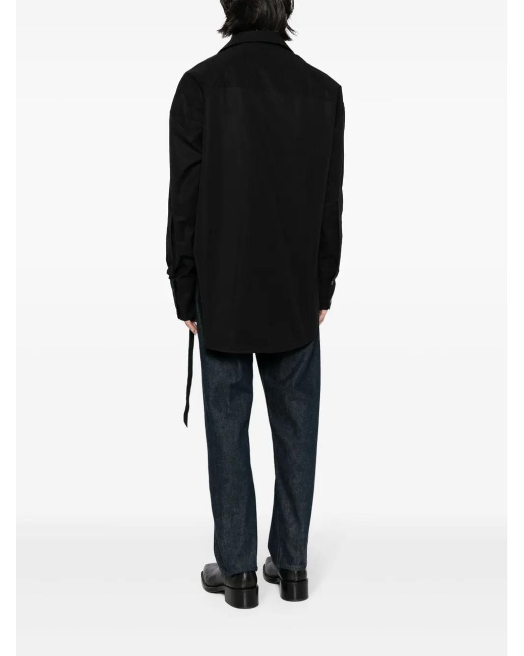 Marina Yee Black Asymmetric Cotton-Poplin Shirt for men