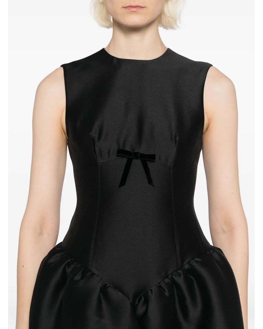 ShuShu/Tong Black Smocked-Panel Dress