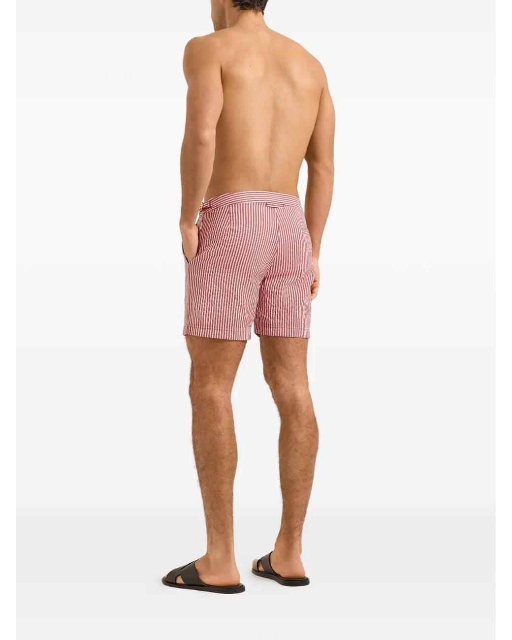 Orlebar Brown Pink Bulldog Striped Classic Swim Shorts for men