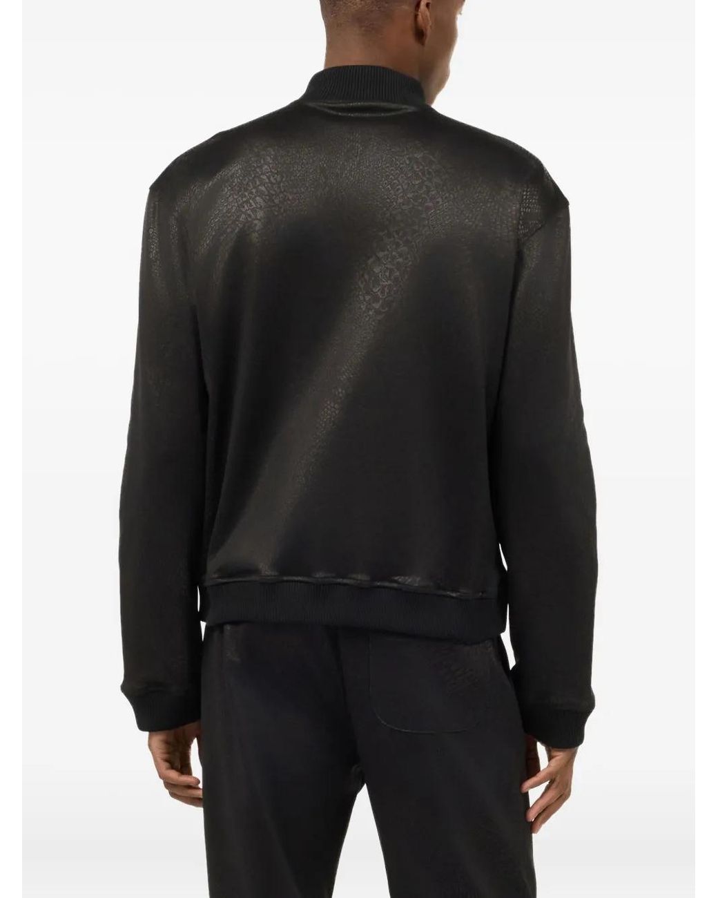 Roberto Cavalli Black Snake-Print Bomber Jacket for men