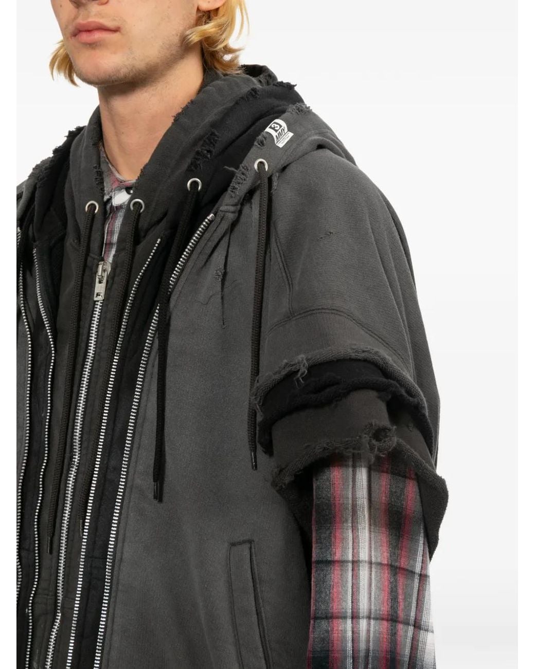 Maison Mihara Yasuhiro Black Hooded Layered Sweatshirt for men