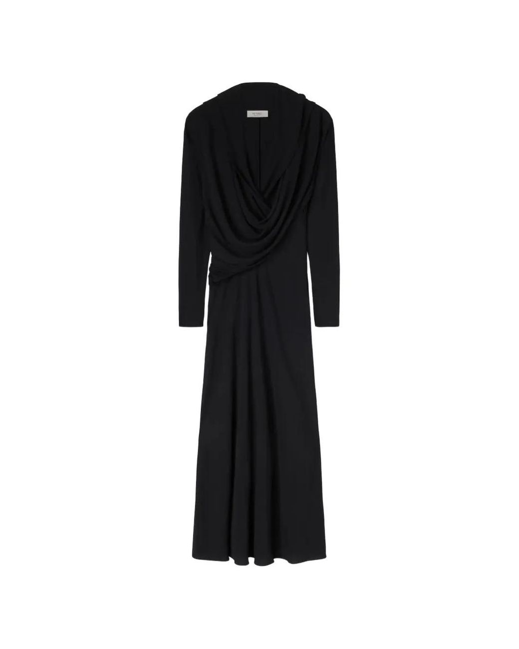 RETORI Black Draped Hooded Midi Dress