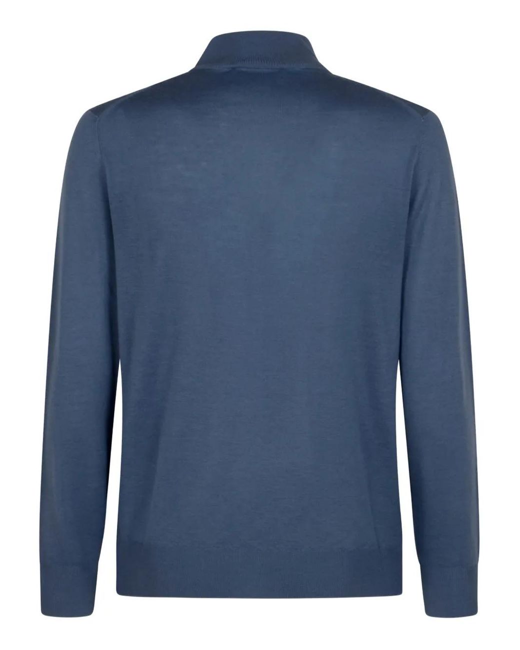 Canali Blue High-Neck Half-Zip Sweater for men