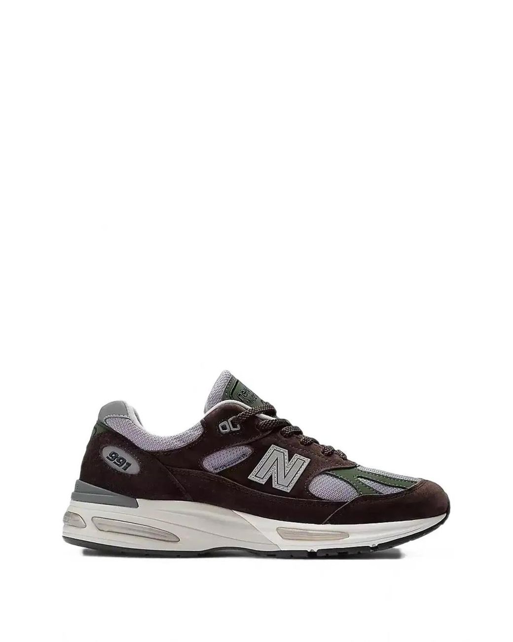 New Balance White 991 Suede-Panel Sneakers for men